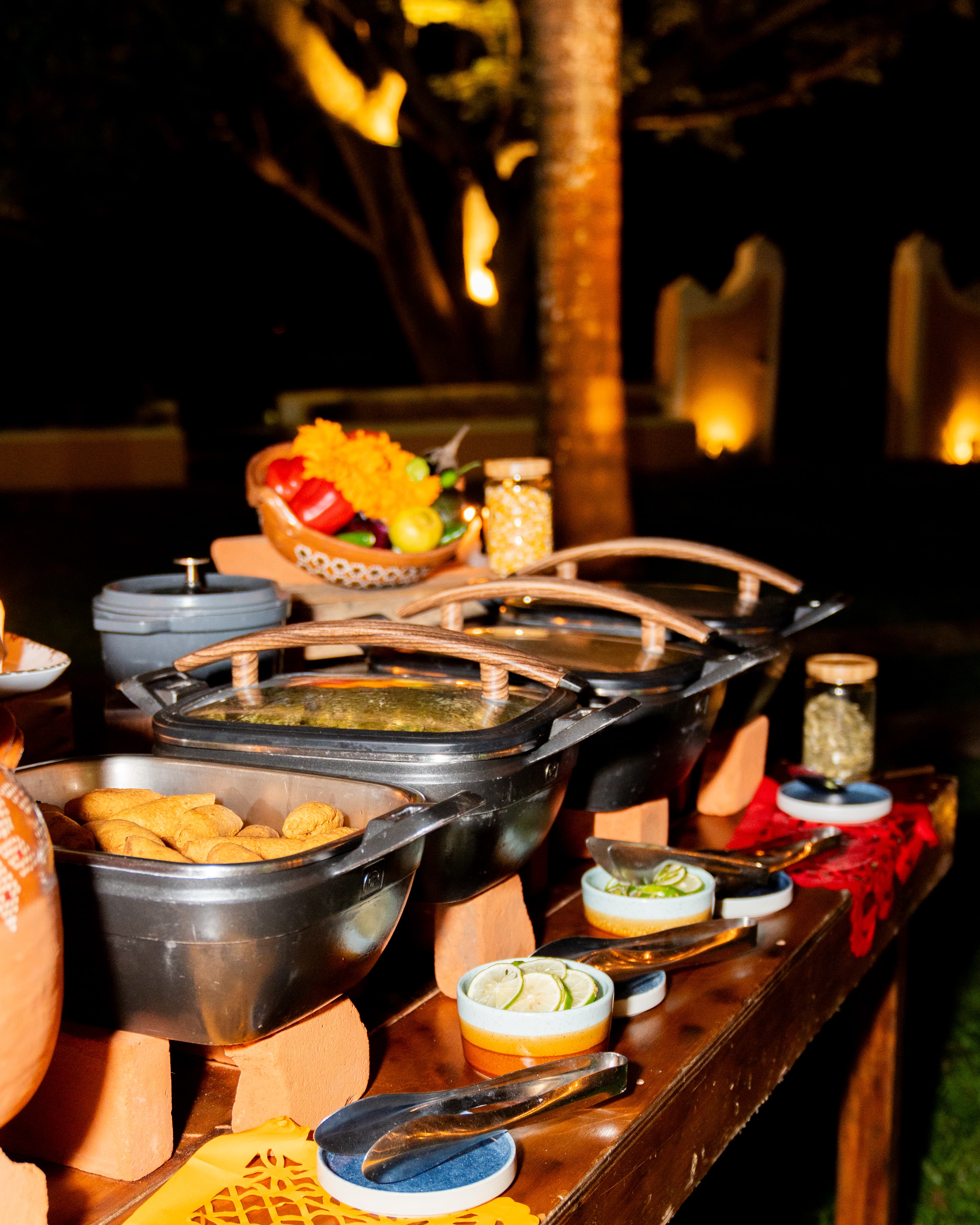 Buffet of Food in Hacienda Xcanatun Celebration